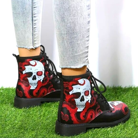 Ladie's punk rock combat boots sz 8 - Picture 6 of 8